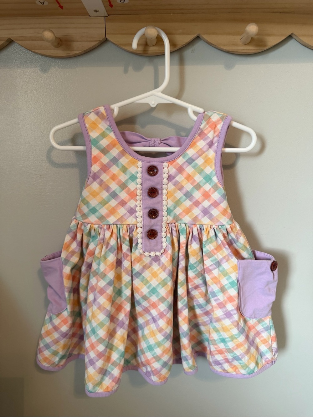 Swoon Baby Clothing Girls 18-24M Multicolor Plaid Sleeveless Dress Pockets Bow